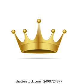 Golden Crown With Gradient Mesh, Vector Illustration