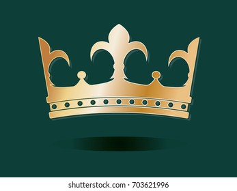 Golden Crown, With Gradient Mesh, Vector Illustration