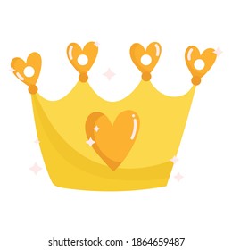 golden crown heart jewelry monarchy cartoon icon vector illustration