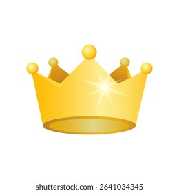 The golden crown is highlighted on a white background. 3D golden crown symbol. Signs of a luxury gold crown's rating or status, customer reviews, and popularity. Vector illustration