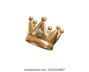 Golden Crown Icon 3d Render concept of Golden Crown Emoji, monarch symbol, Rich, Winner and king queen crown icon Vector Illustration