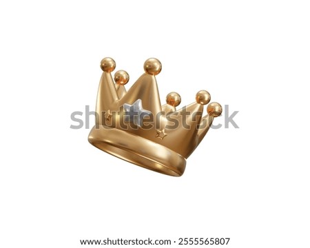 Golden Crown Icon 3d Render concept of Golden Crown Emoji, monarch symbol, Rich, Winner and king queen crown icon Vector Illustration