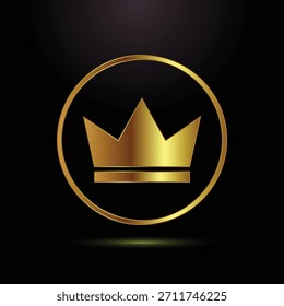Golden crown icon in a circular frame symbolizing royalty success