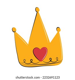 golden crown icon isolated flat