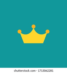 Golden crown icon isolated on blue. Royal, luxury, vip, first class sign. Winner award. Monarchy, authority, power symbol.  Vector simple illustration. 