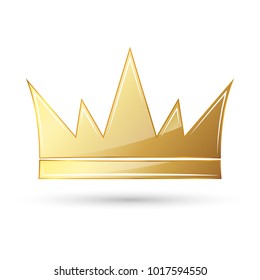 Golden crown icon. Vector illustration. Golden crown symbol isolated on white background.