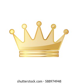 Golden crown icon. Vector illustration. Golden crown symbol isolated on white background.