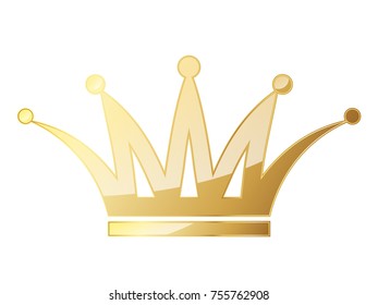 Golden crown icon. Vector illustration. Golden crown symbol isolated on white background.