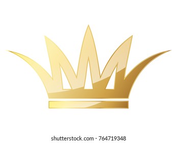 Golden crown icon. Vector illustration. Golden crown symbol isolated on white background.