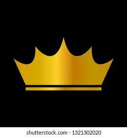 Golden crown icon vector isolated on black background. golden crown logo