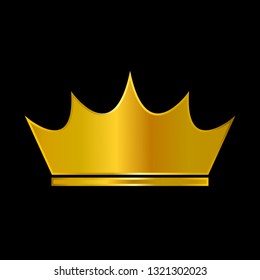Golden crown icon vector isolated on black background. golden crown logo