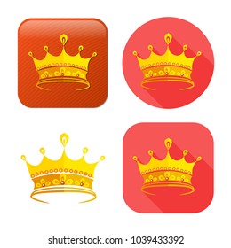 Golden Crown Icon - Vector King Crown - Queen Symbol - Majestic Element