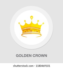 Golden Crown Icon - Vector King Crown - Queen Symbol - Majestic Element