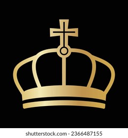 golden crown icon, white background, vector illustration 