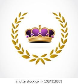 golden crown inside a laurel. illustration design isolated over a white background.