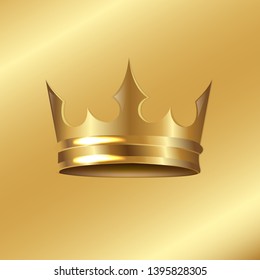 Goldene Krone einzeln auf goldenem Hintergrund mit Farbverlauf-Mesh, Vektorgrafik