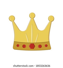 Golden crown, isolated color vector illustrations on white background, clipart, design, decoration, poster, banner, applique, icon