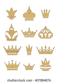 Golden crown . Isolated on white. 
