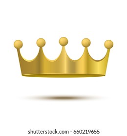 Golden crown isolated on white background. Vector illustration.