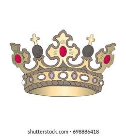 Golden Crown isolated on white. Symbol of the King.
