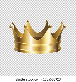 Golden Crown Isolated Transparent Background, Vector Illustration