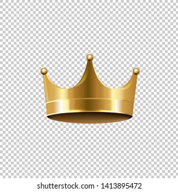 Golden Crown Isolated Transparent Background, Vector Illustration