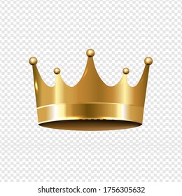 Golden Crown Isolated Transparent Background With Gradient Mesh, Vector Illustration