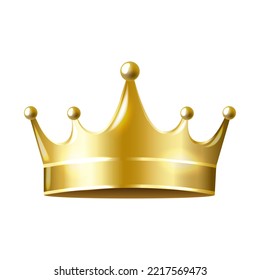 Golden Crown Isolated White Background With Gradient Mesh, Vector Illustration