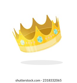 Golden crown jewel-encrusted. Vector cartoon illustration isolated on white background