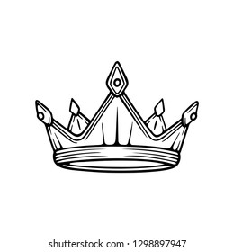 Golden Crown. King Crown Hand Drawn Vector Illustration.
Crown Sketch Drawing Symbol.