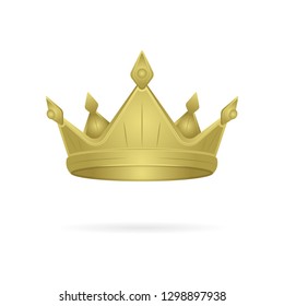 Golden crown. King Crown Vector Illustration.
Colored realistic royal crown icon.