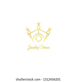 Golden Crown Line Vector Logo