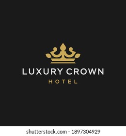 golden crown logo icon. King queen symbol elegant logo vector icon line, Luxurious royal ornament for business