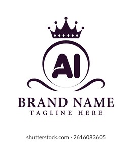 Golden Crown Monogram Logo Initial AI