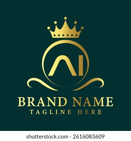 Golden Crown Monogram Logo Initial AI