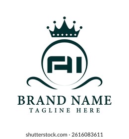 Golden Crown Monogram Logo Initial AI