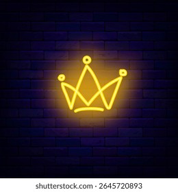 Ícone de néon de coroa dourada. Estilo de arte pop. Esboço desenhado à mão. King, a rainha da calça. Ilustração de estoque vetorial