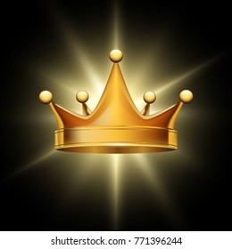 Golden crown on abstract glowing background,  vector design