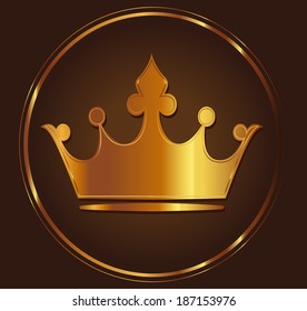 Golden crown on dark brown background. Simple gradients used in this artwork.