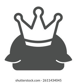 Golden crown on pillow solid icon, city museum concept. Vector graphics. Crown of queen or king, royal person sign on white background, glyph style icon for mobile and web design