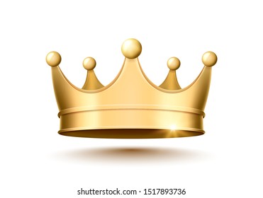 Golden crown on a white background. Vector illustration.