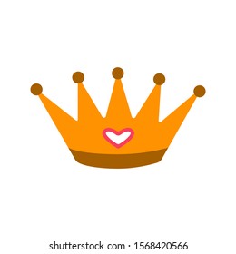 Golden crown on a white background. Royal concept yellow icon illustration