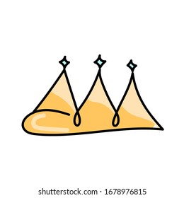 
Golden crown on a white background in cute style. Simple vector illustration.