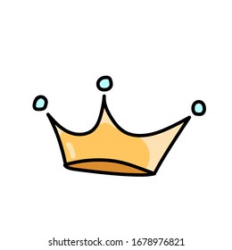 
Golden crown on a white background in cute style. Simple vector illustration.