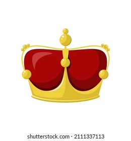 Golden crown on a white background. Cartoon design.
