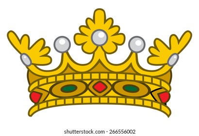 Golden crown on white background vector