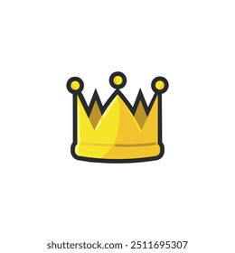 golden crown in outline flat vector design.