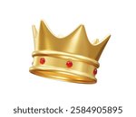 Golden Crown with Red Jewels icon illustration 3d. Crown icon 3d render illustration