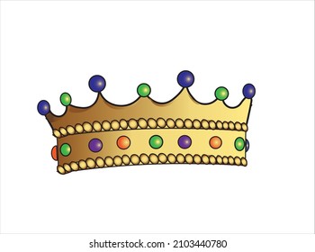 Golden crown with rich decoration of colored precious and semi-precious stones, a symbol of power, kings, kings, head of people and state
