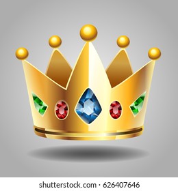 Golden Crown for a Royal King Cartoon Vector Illustration